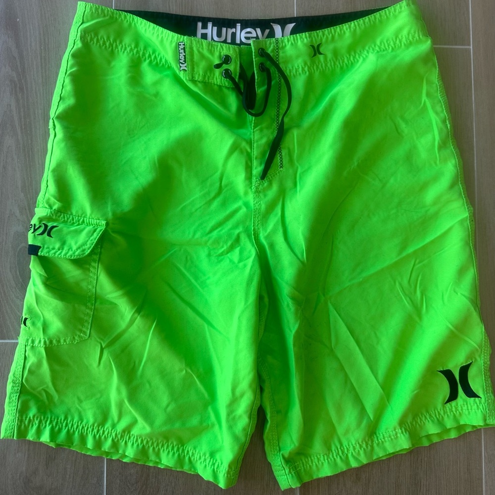 Hurley Board Shorts Men's Bright Green Swim Surf Skate Medium